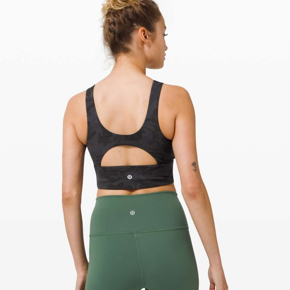 SOLD NWT Lululemon Stronger As One Long Line Bra 6 Black Camo - Picture 2 of 3
